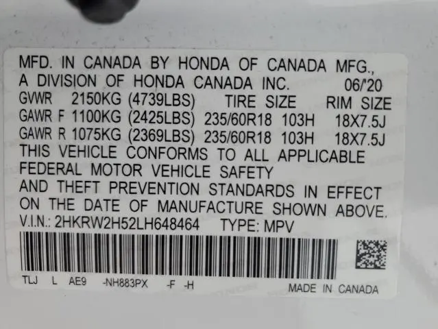 2020 HONDA CR-V EX  