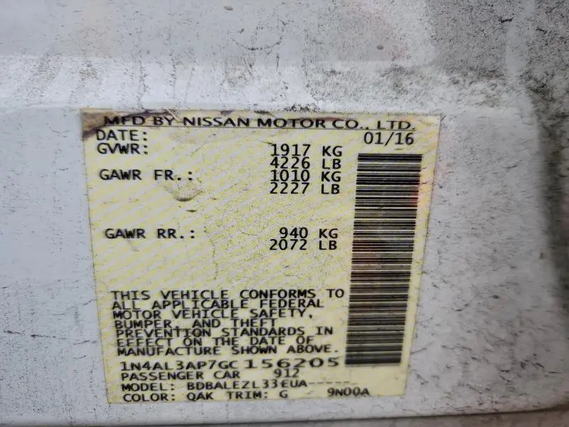 2016 NISSAN ALTIMA 2.5  