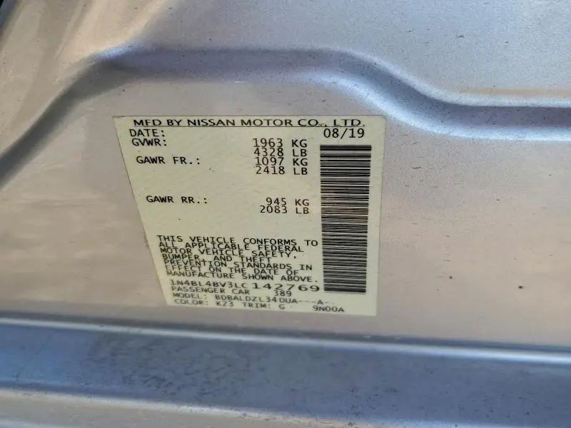 2020 NISSAN ALTIMA S  