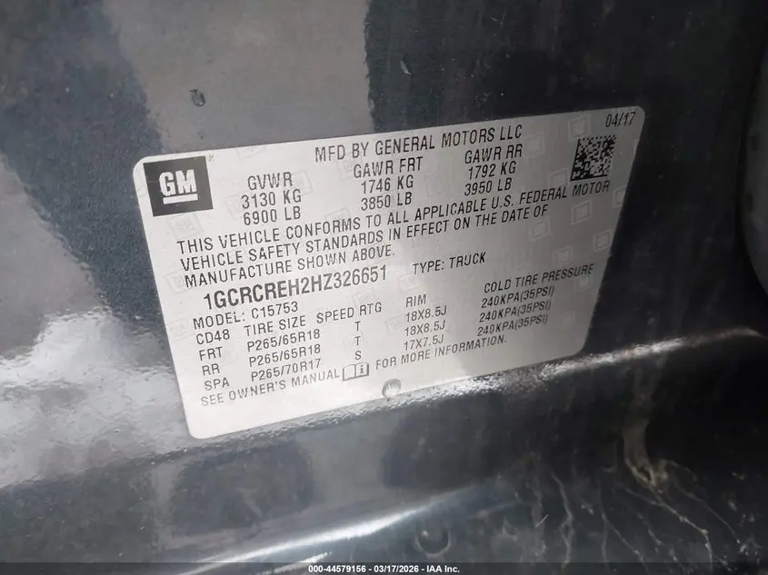 2017 CHEVROLET SILVERADO 1500 1LT