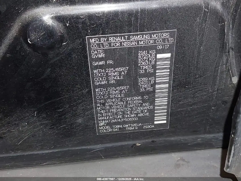 2018 NISSAN ROGUE SV