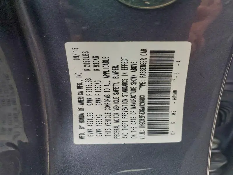 2016 HONDA ACCORD EXL  