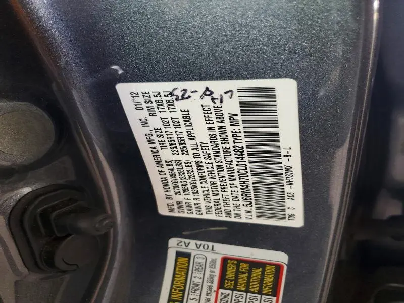 2012 HONDA CR-V EXL  