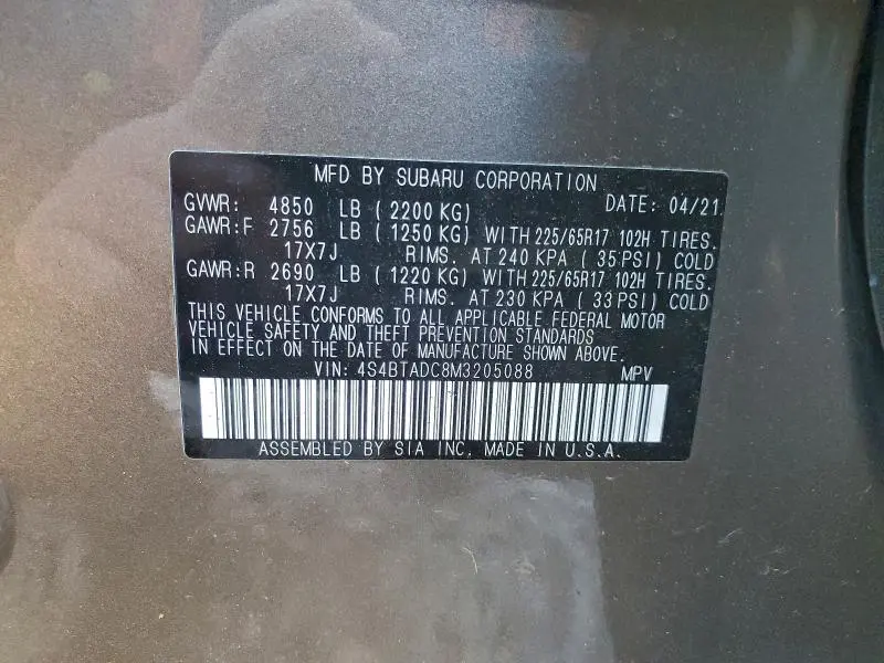 2021 SUBARU OUTBACK PREMIUM  