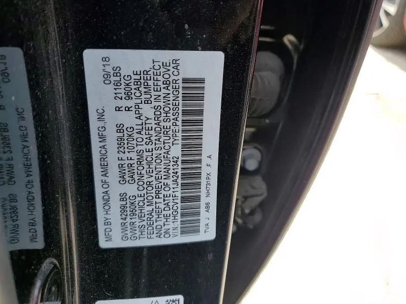 2018 HONDA ACCORD LX  