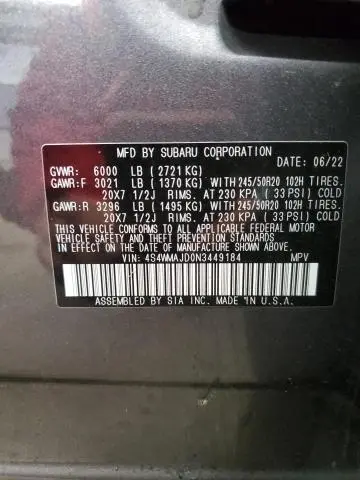2022 SUBARU ASCENT ONYX EDITION