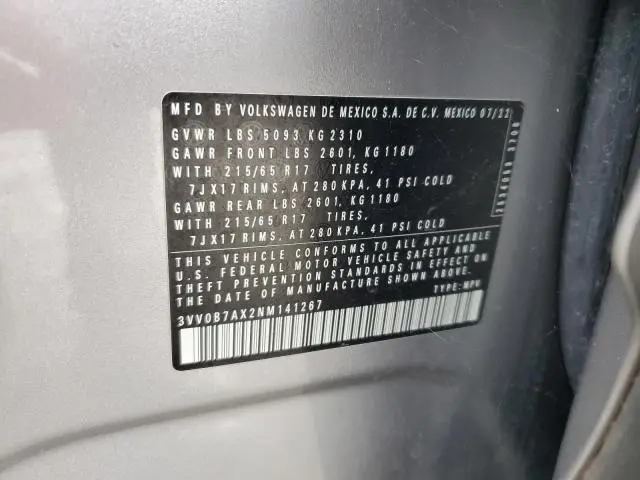 2022 VOLKSWAGEN TIGUAN S  