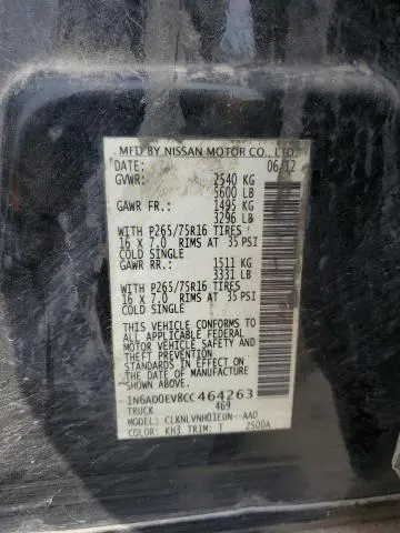 2012 NISSAN FRONTIER S  