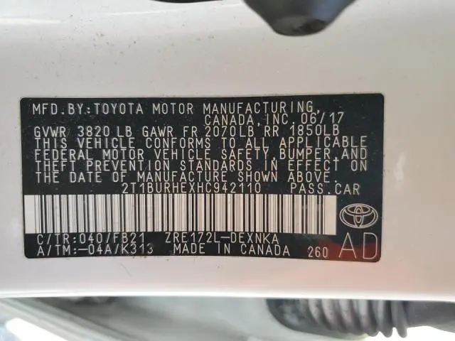 2017 TOYOTA COROLLA L  