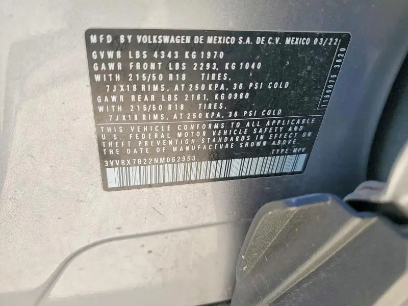 2022 VOLKSWAGEN TAOS SE  