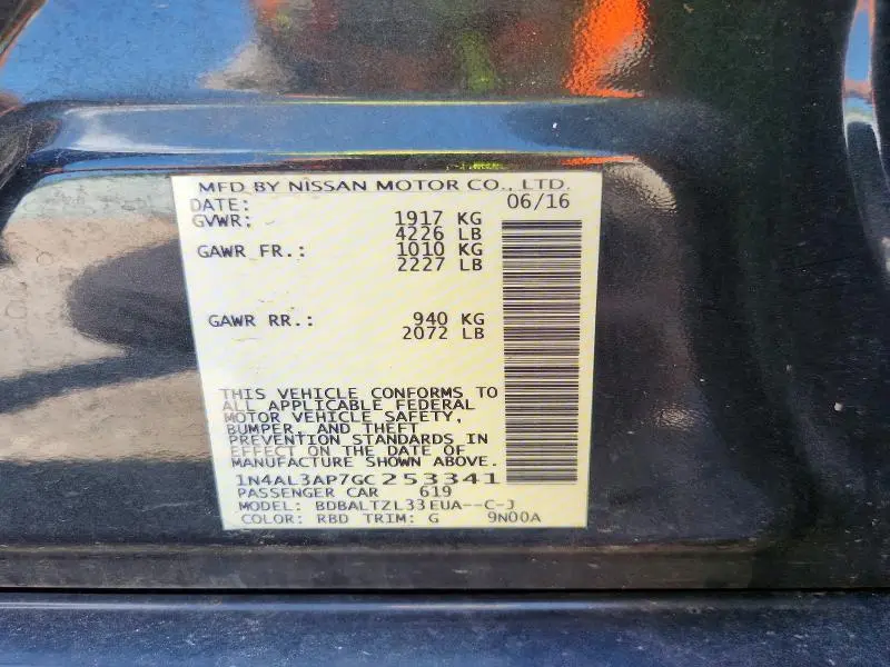 2016 NISSAN ALTIMA 2.5 SL  