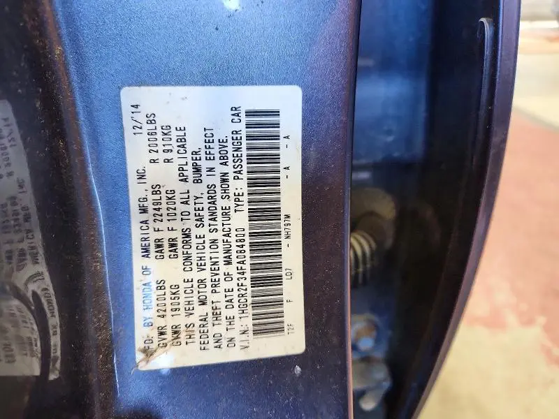 2015 HONDA ACCORD LX  