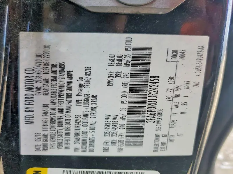 2018 FORD FUSION TITANIUM  