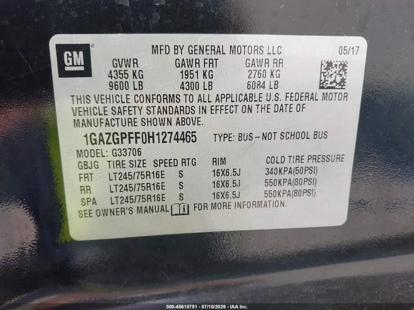 2017 CHEVROLET EXPRESS 3500 LT