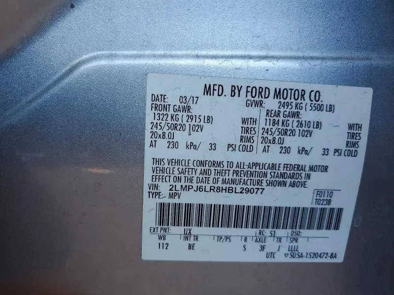 2017 LINCOLN MKX RESERVE  