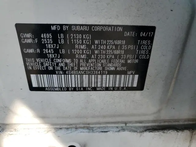 2017 SUBARU OUTBACK 2.5I LIMITED  