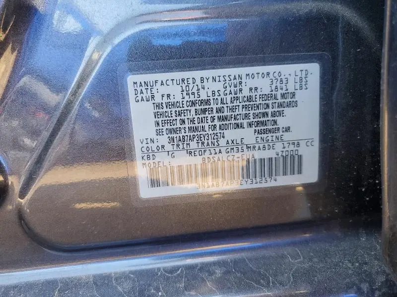 2014 NISSAN SENTRA S  