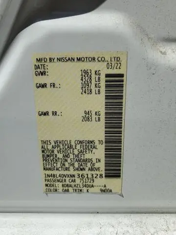 2022 NISSAN ALTIMA SV