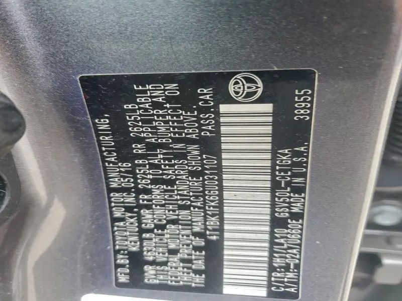 2016 TOYOTA CAMRY XSE  