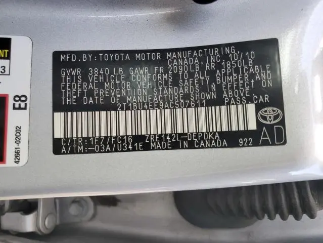 2010 TOYOTA COROLLA BASE  