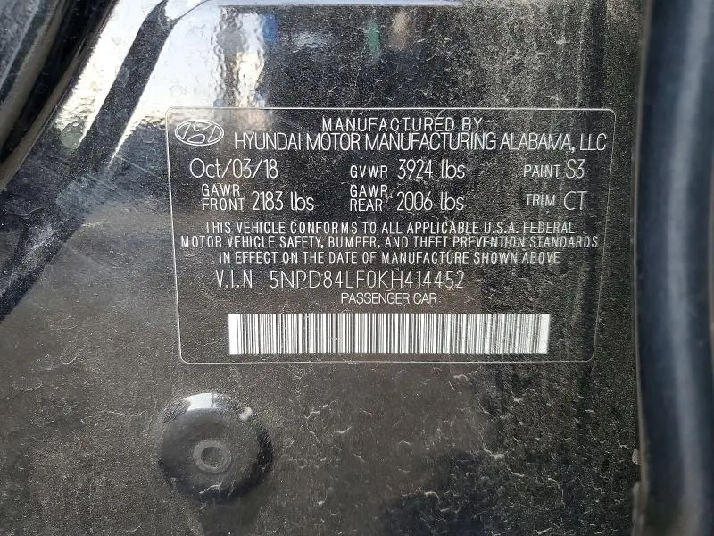 2019 HYUNDAI ELANTRA SEL  