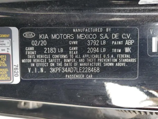 2020 KIA FORTE GT LINE  