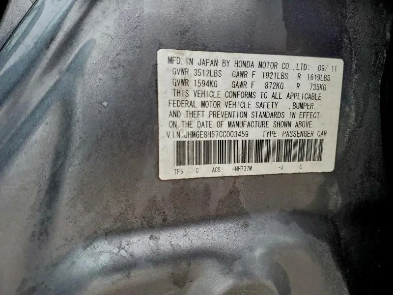 2012 HONDA FIT SPORT  