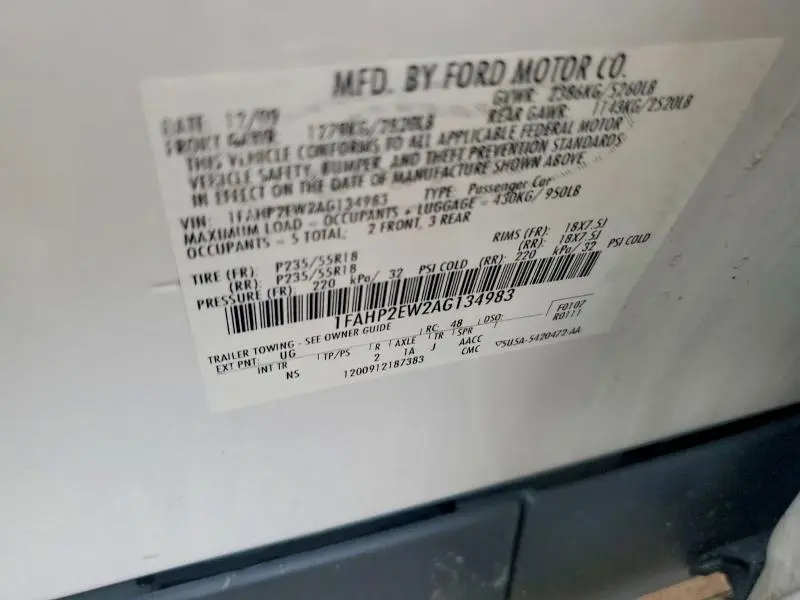 2010 FORD TAURUS SEL  