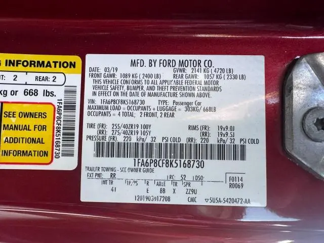 2019 FORD MUSTANG GT  