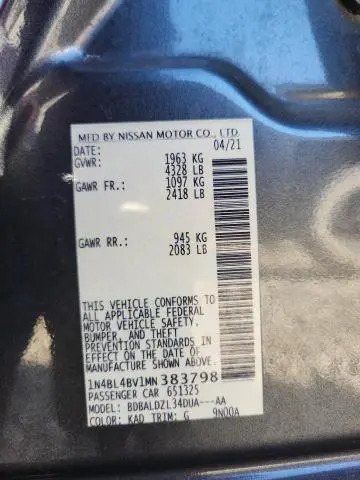 2021 NISSAN ALTIMA S  