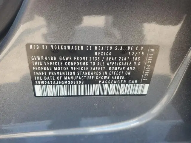 2016 VOLKSWAGEN JETTA S  