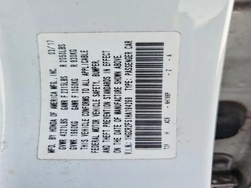 2017 HONDA ACCORD SPORT  