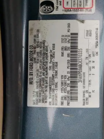 2012 FORD FUSION SEL  