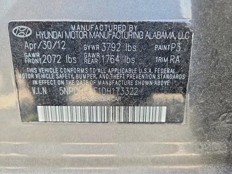 2013 HYUNDAI ELANTRA GLS  
