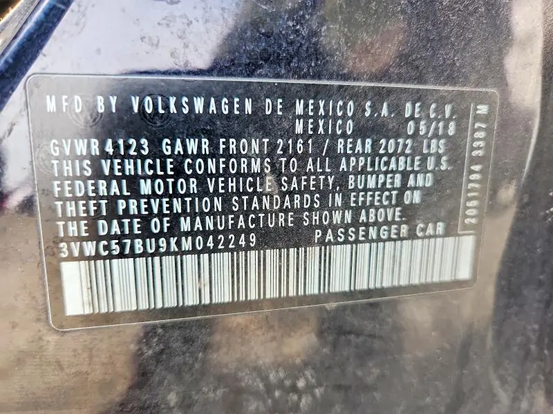 2019 VOLKSWAGEN JETTA S  