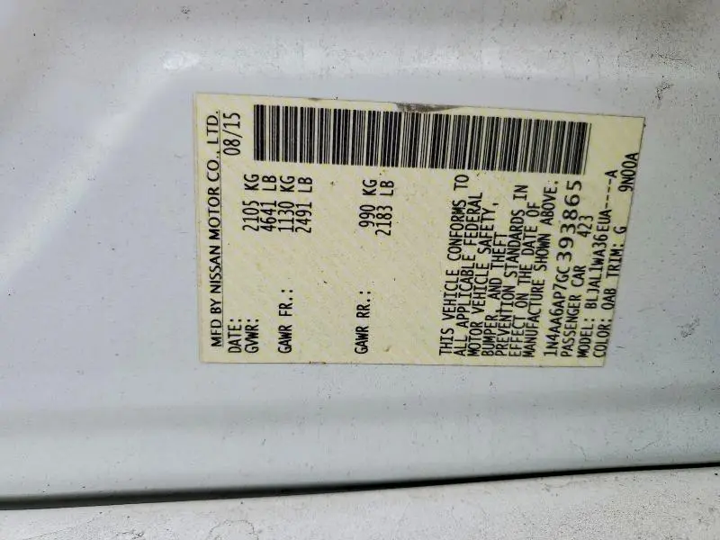 2016 NISSAN MAXIMA 3.5 SR  