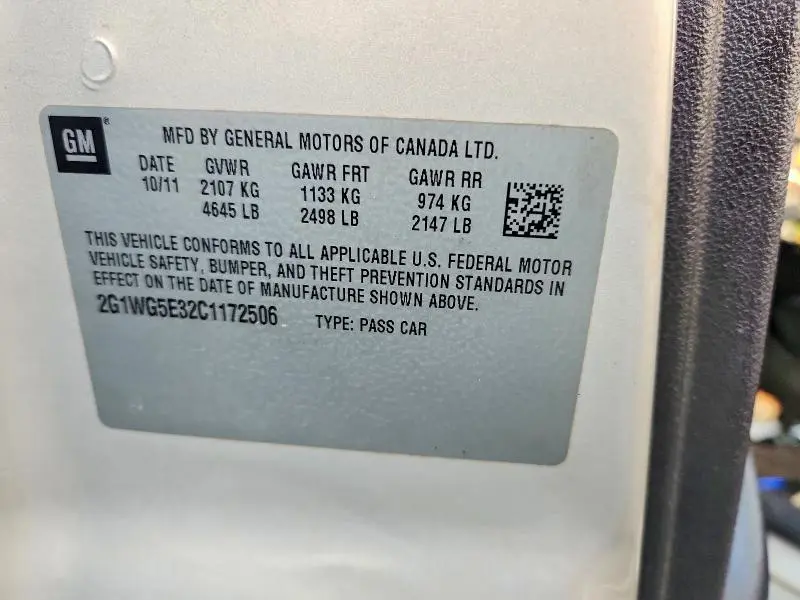 2012 CHEVROLET IMPALA LT  