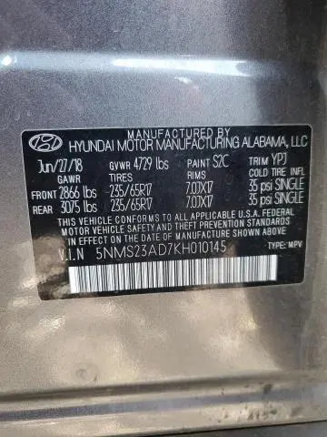 2019 HYUNDAI SANTA FE SE