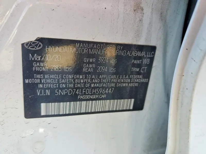 2020 HYUNDAI ELANTRA SE  