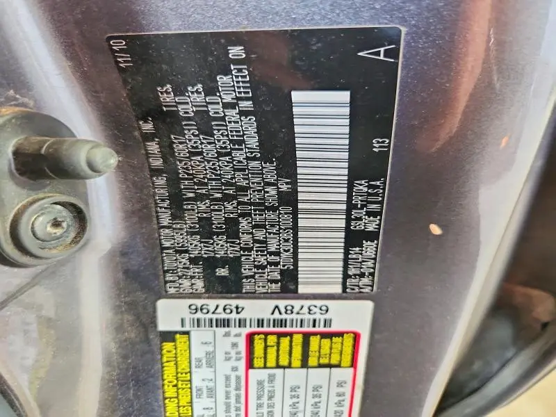 2011 TOYOTA SIENNA XLE 8-PASSENGER  