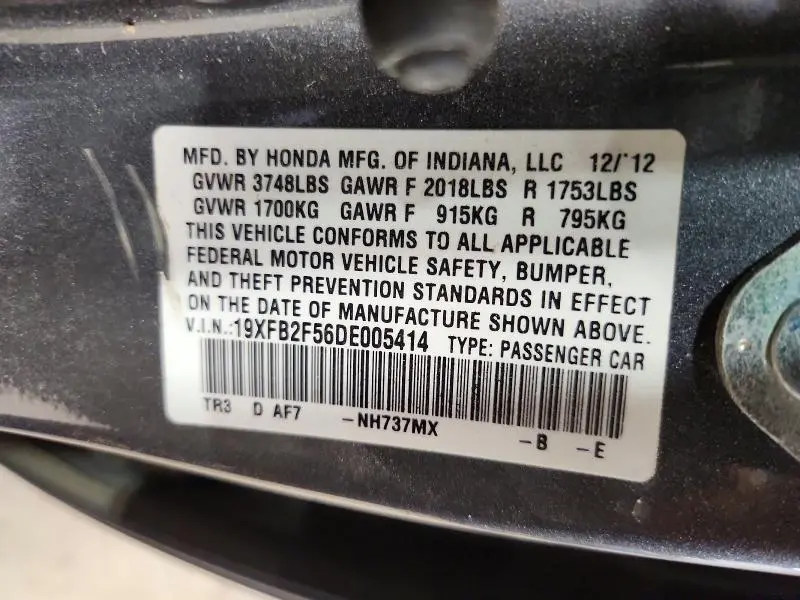 2013 HONDA CIVIC LX  