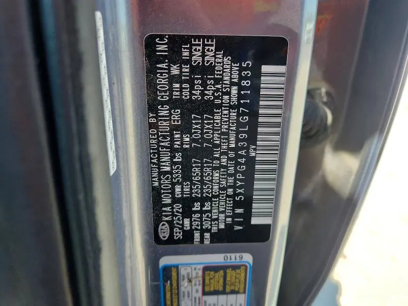2020 KIA SORENTO L  
