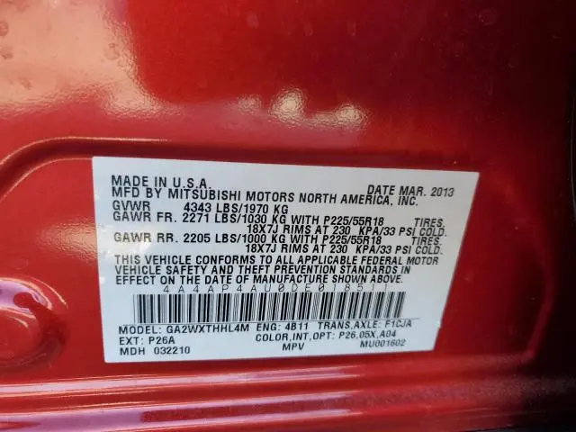 2013 MITSUBISHI OUTLANDER SPORT SE  