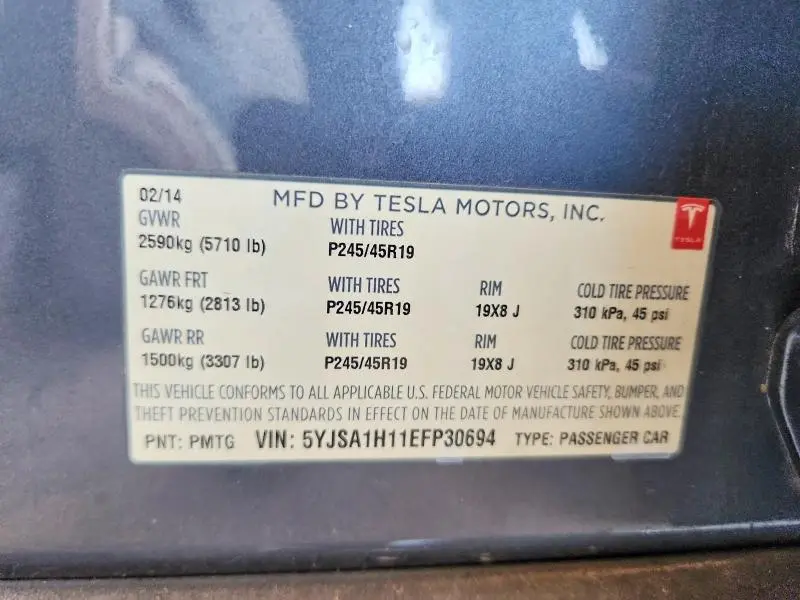 2014 TESLA MODEL S   