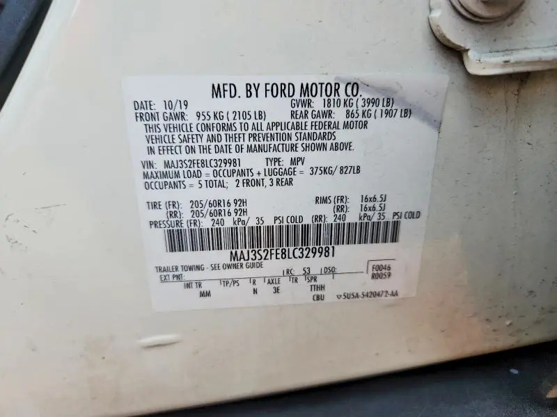 2020 FORD ECOSPORT S  