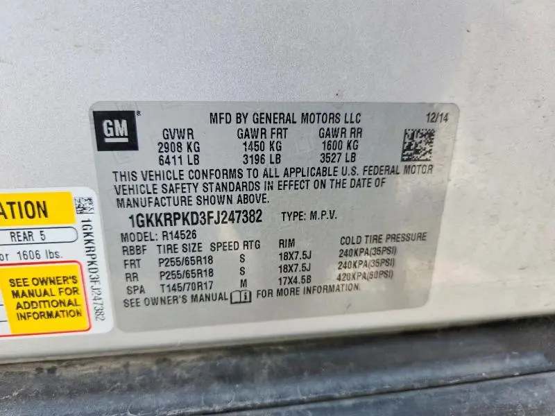 2015 GMC ACADIA SLE  