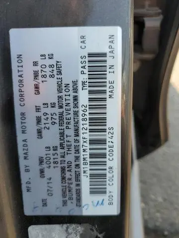 2015 MAZDA 3 GRAND TOURING  