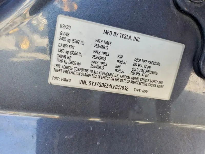 2020 TESLA MODEL Y   