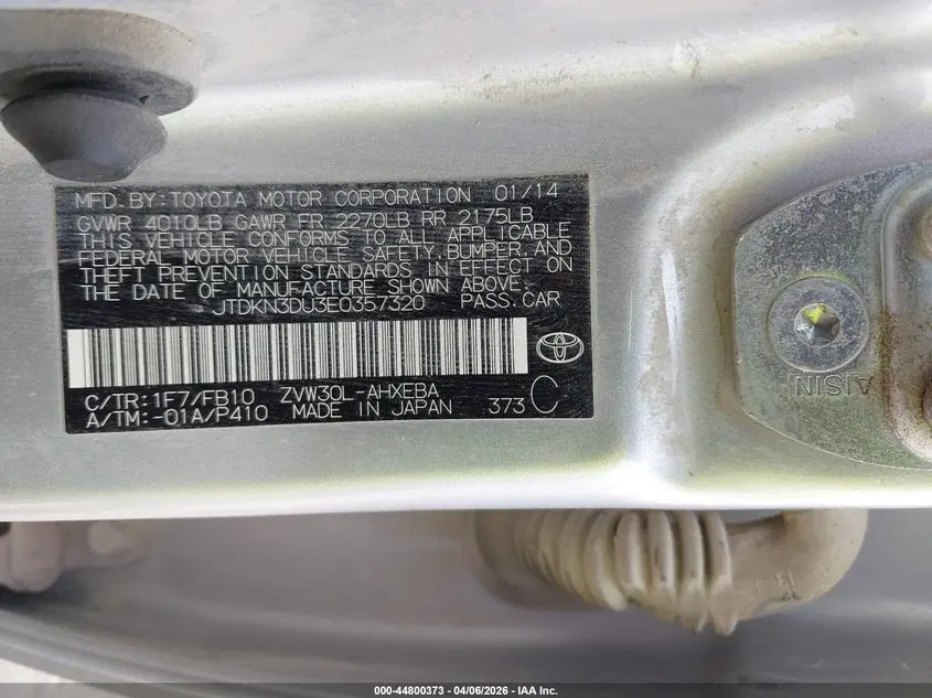2014 TOYOTA PRIUS TWO