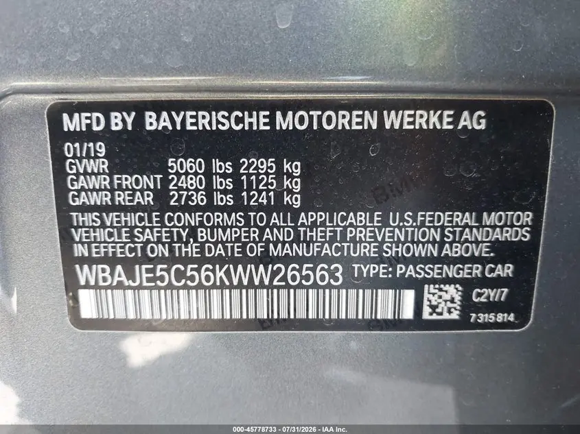 2019 BMW 540I  